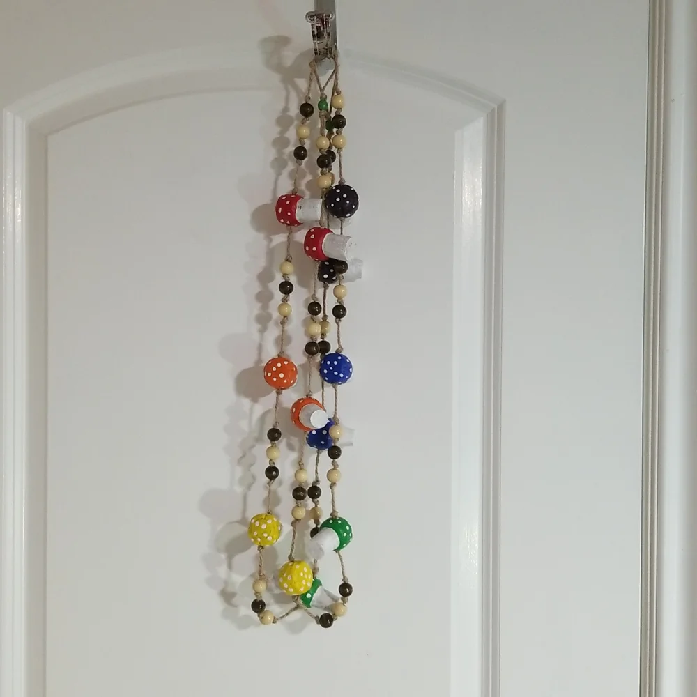 Hand Crafted chair Cork Rainbow Toadstools Garland 92